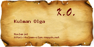 Kulman Olga névjegykártya